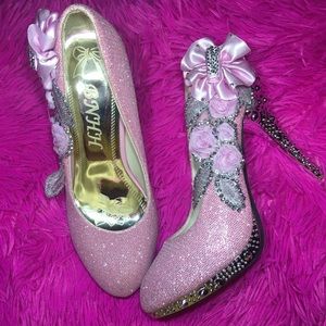 Pink glittery heels